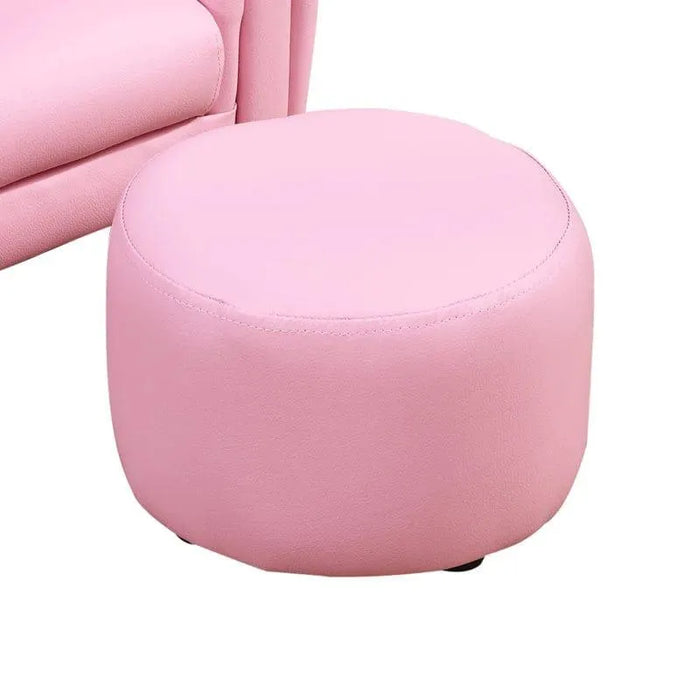 Pink toddler chair set with matching footstool, kids armchair and ottoman