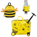 2-Piece Kids Ride-On Luggage Set – Bee Design | 18" Hard-shell Suitcase and 12" Backpack COSTWAY - Little and Giant Explorers Costway