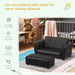 Black 2-piece kids sofa set with loveseat and footstool in nursery room