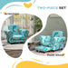 2-Piece Kids Sofa Set with Dinosaur Print in Blue - Little and Giant Explorers AIYAPLAY