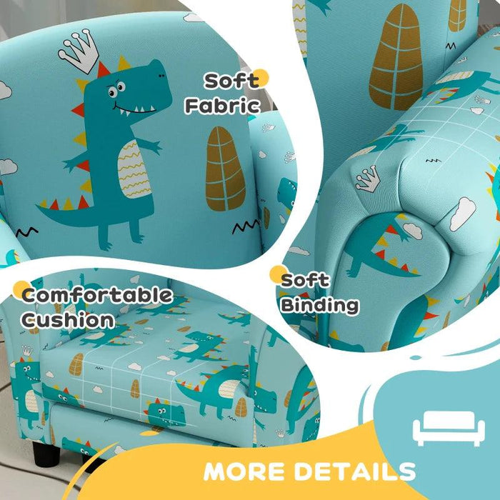 2-Piece Kids Sofa Set with Dinosaur Print in Blue - Little and Giant Explorers AIYAPLAY