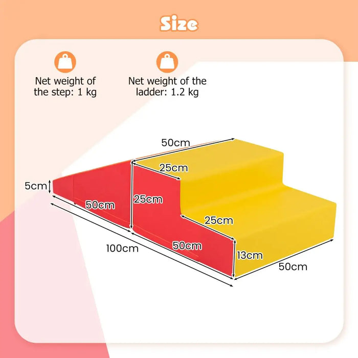 2-Piece Kids Soft Play Step and Slide Climber Set – Orange | Indoor Developmental Play COSTWAY - Little and Giant Explorers Costway