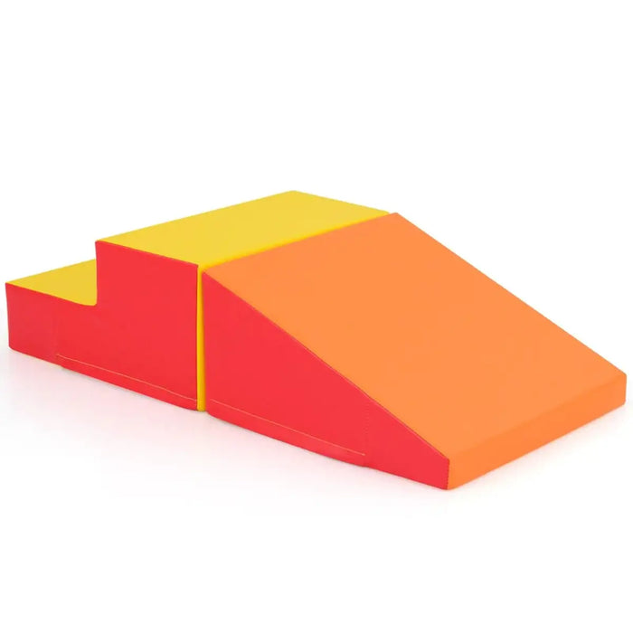 2-Piece Kids Soft Play Step and Slide Climber Set – Orange | Indoor Developmental Play COSTWAY - Little and Giant Explorers Costway