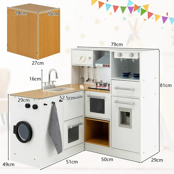 2-Piece Kids Kitchen Play Set with Washing Machine | Customised Modular Design - Little and Giant Explorers Costway