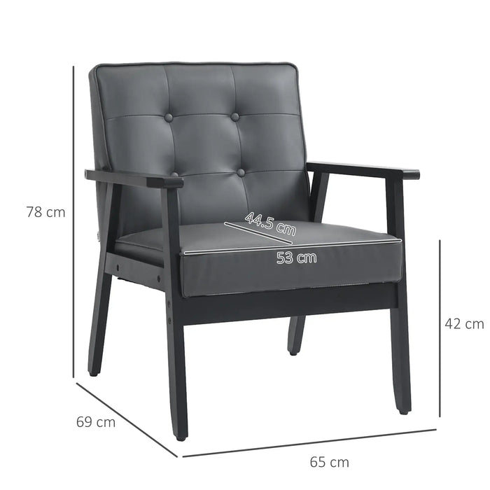 2-Piece Retro Accent Chair Set – Grey and Black | Beech Wood Frame HOMCOM - Little and Giant Explorers