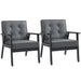 2-Piece Retro Accent Chair Set – Grey and Black | Beech Wood Frame HOMCOM - Little and Giant Explorers