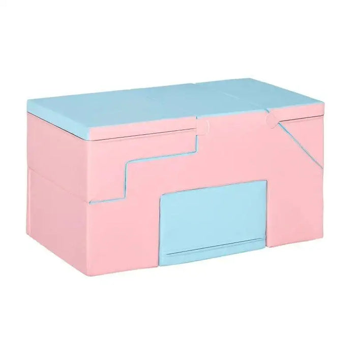 Pink and blue 2-piece soft play equipment set with reconfigurable shapes