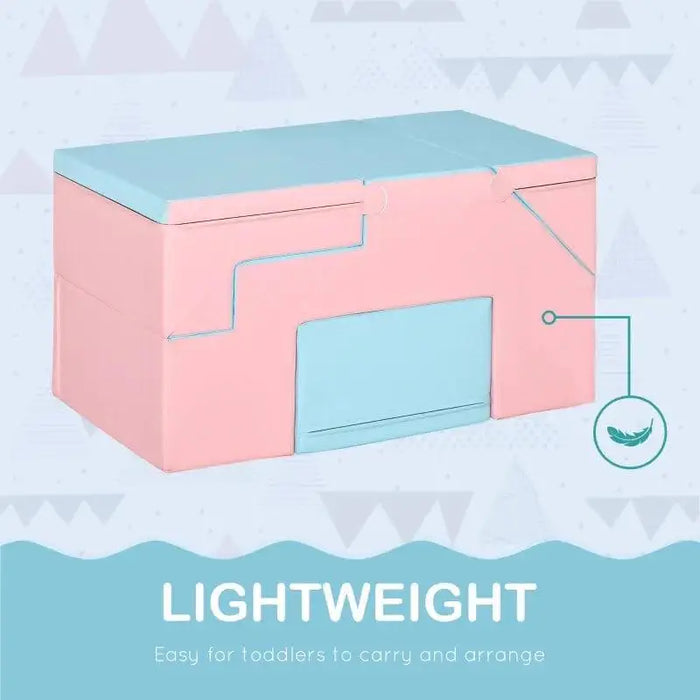 Pink and blue 2-piece soft play equipment set for toddlers, lightweight and reconfigurable.