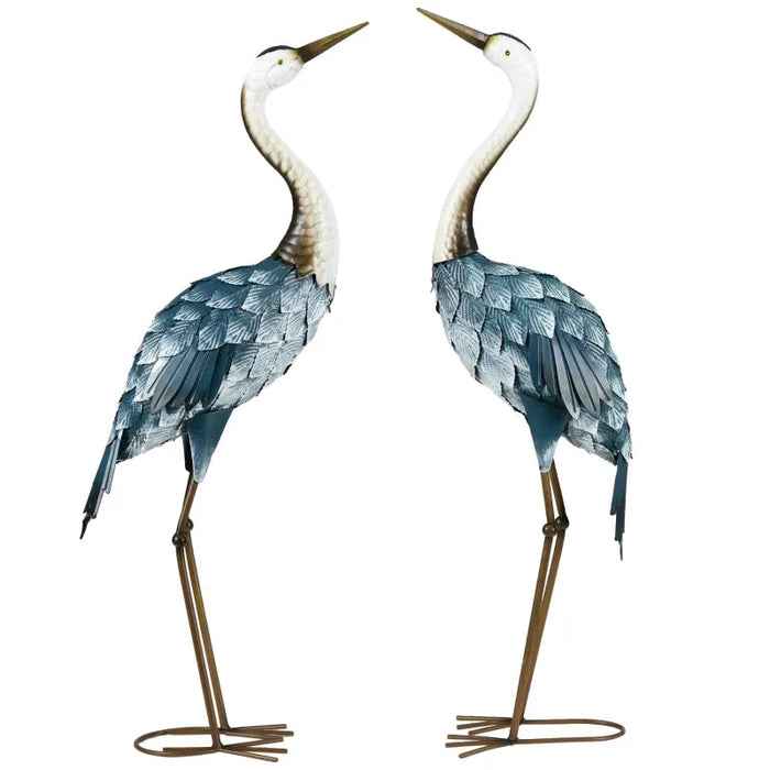 2-Piece Steel Crane Garden Ornaments - Little and Giant Explorers Outsunny