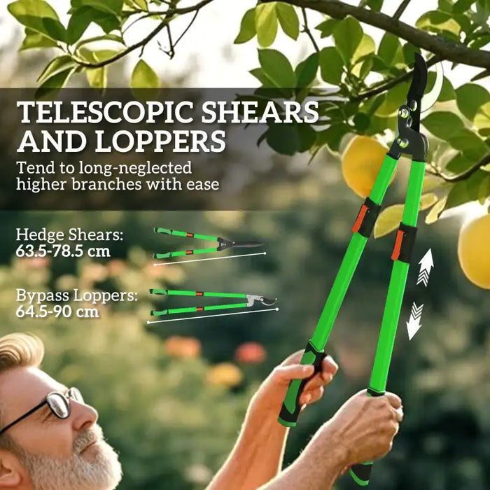 2-Piece Telescopic Garden Cutting Set | Extendable Hedge Shears and Bypass Loppers OUTSUNNY - Little and Giant Explorers Outsunny