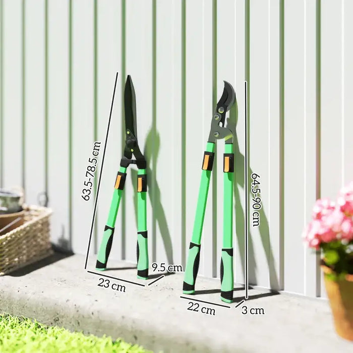 2-Piece Telescopic Garden Cutting Set | Extendable Hedge Shears and Bypass Loppers OUTSUNNY - Little and Giant Explorers Outsunny
