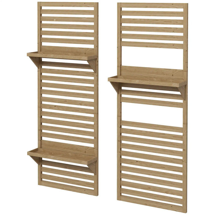 2-Piece Wooden Plant Stand | Wall-Mounted Trellis Design with Climbing Support - Little and Giant Explorers Outsunny
