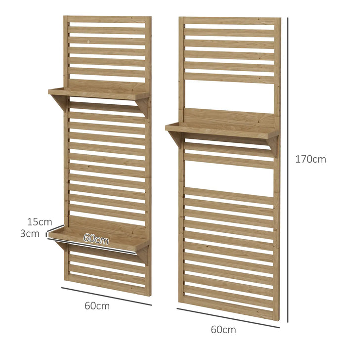 2-Piece Wooden Plant Stand | Wall-Mounted Trellis Design with Climbing Support - Little and Giant Explorers Outsunny