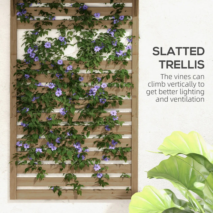 2-Piece Wooden Plant Stand | Wall-Mounted Trellis Design with Climbing Support - Little and Giant Explorers Outsunny