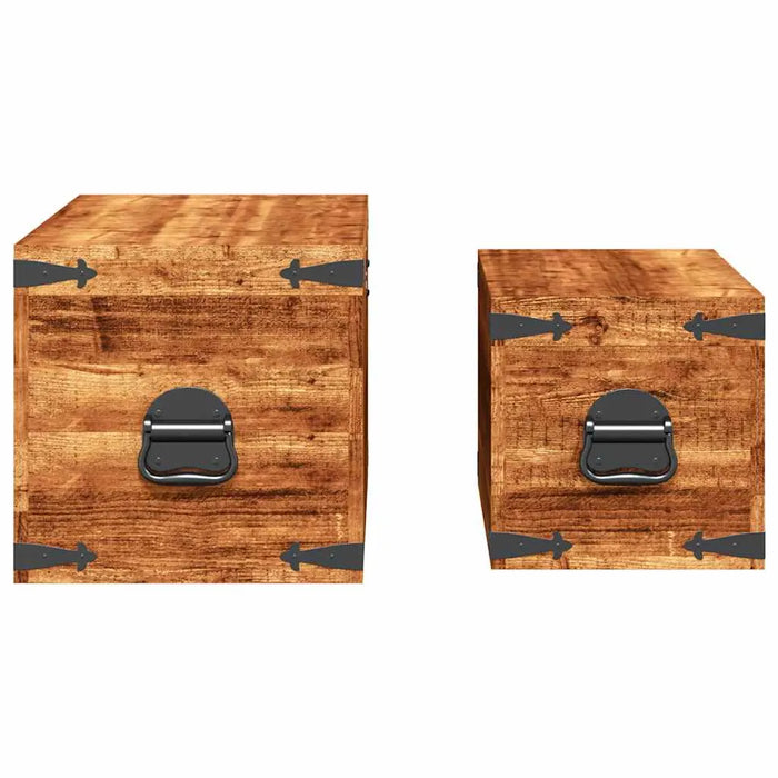2-Piece Wooden Storage Chest Set – Handmade Trunks | Solid Mango Wood - Rustic Finish VIDAXL - Little and Giant Explorers vidaXL
