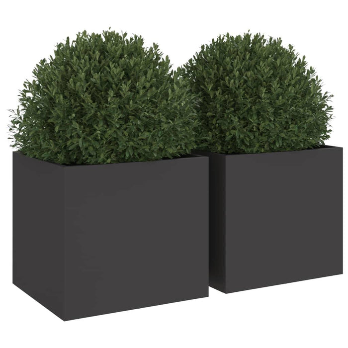 2 Planters in Black (32 x 30 x 29cm) - Little and Giant Explorers vidaXL