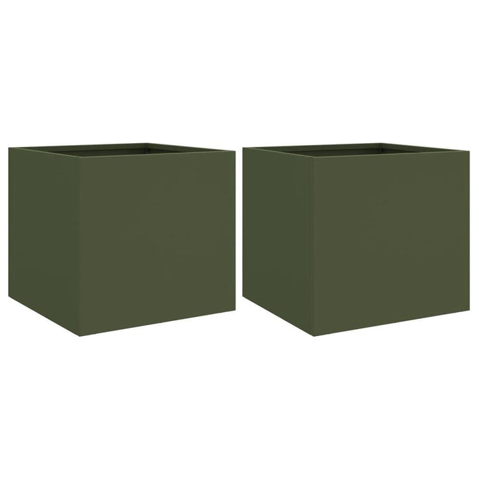 2 Planters in Olive Green (32 x 30 x 29cm) - Little and Giant Explorers vidaXL