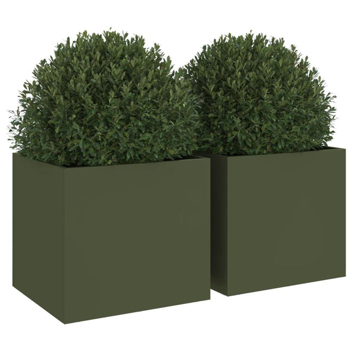 2 Planters in Olive Green (32 x 30 x 29cm) - Little and Giant Explorers vidaXL