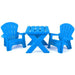 2 Plastic Kids Adirondack Chairs Set with Table in Blue - Little and Giant Explorers Costway