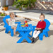 2 Plastic Kids Adirondack Chairs Set with Table in Blue - Little and Giant Explorers Costway