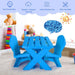 2 Plastic Kids Adirondack Chairs Set with Table in Blue - Little and Giant Explorers Costway