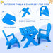 2 Plastic Kids Adirondack Chairs Set with Table in Blue - Little and Giant Explorers Costway