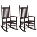 2 Rocking Chairs with Curved Seats in Brown and Solid Wood Poplar - Little and Giant Explorers vidaXL