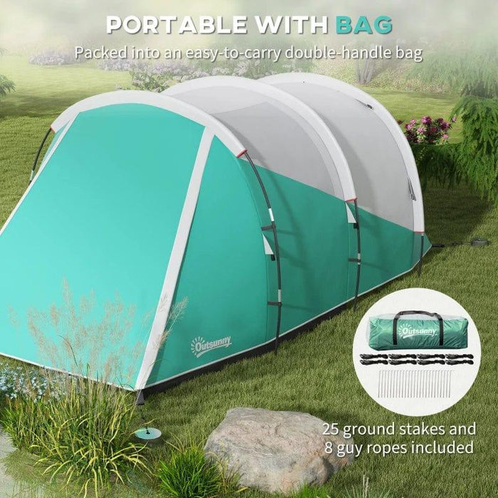 2 Room Camping Tent with Carry Bag (4-5 persons) - Little and Giant Explorers Outsunny