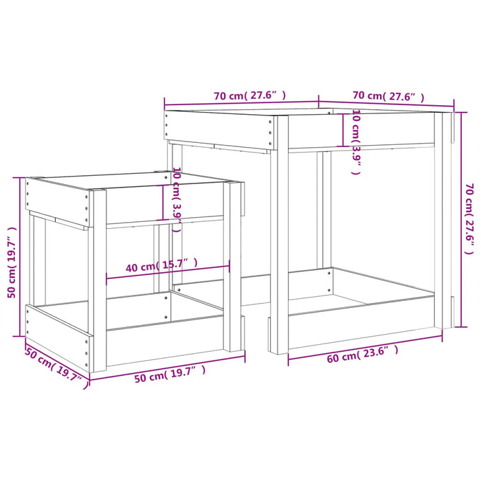 2 Sand Tables in Grey and Solid Wood Pine - Little and Giant Explorers vidaXL