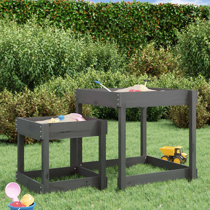 2 Sand Tables in Grey and Solid Wood Pine - Little and Giant Explorers vidaXL