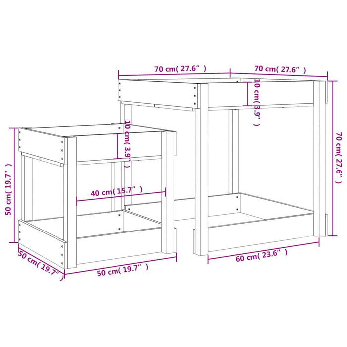 2 Sand Tables in Solid Wood Pine - Little and Giant Explorers vidaXL