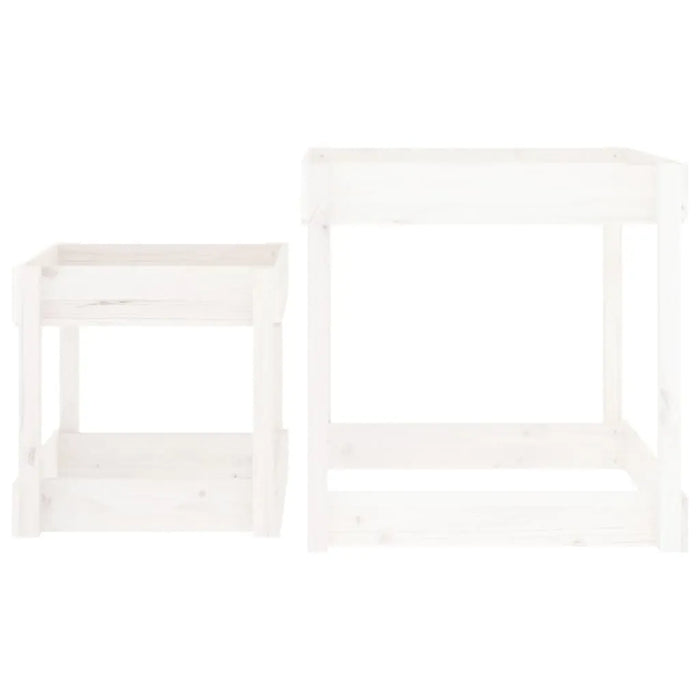 2 Sand Tables in White and Solid Wood Pine - Little and Giant Explorers vidaXL