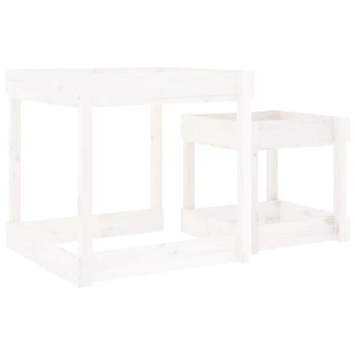 2 Sand Tables in White and Solid Wood Pine - Little and Giant Explorers vidaXL