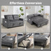2-Seater Corduroy Sofa Bed – Charcoal Grey | Pull-Out Sleeper Loveseat HOMCOM - Little and Giant Explorers
