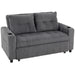 2-Seater Corduroy Sofa Bed – Charcoal Grey | Pull-Out Sleeper Loveseat HOMCOM - Little and Giant Explorers