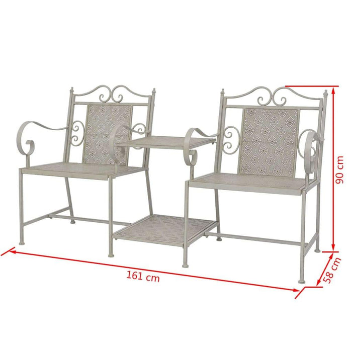 2 Seater Garden Bench in Steel Grey - Little and Giant Explorers vidaXL