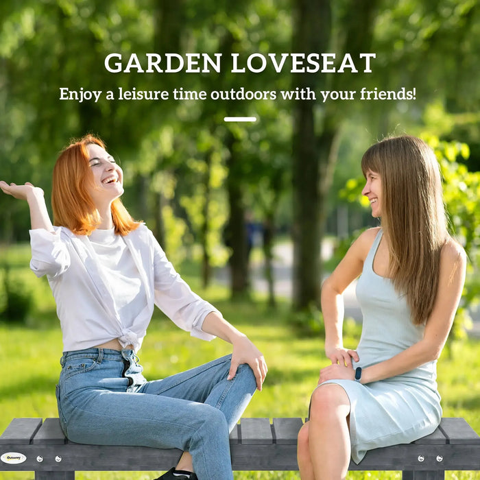 2 Seater Garden Wooden Bench in Grey - Little and Giant Explorers Outsunny