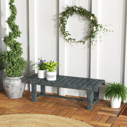 2 Seater Garden Wooden Bench in Grey - Little and Giant Explorers Outsunny