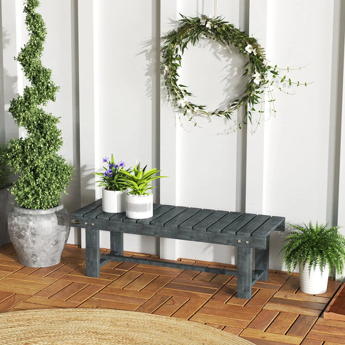 2 Seater Garden Wooden Bench in Grey - Little and Giant Explorers Outsunny