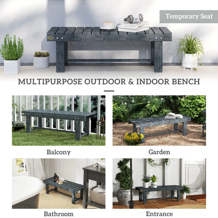 2 Seater Garden Wooden Bench in Grey - Little and Giant Explorers Outsunny