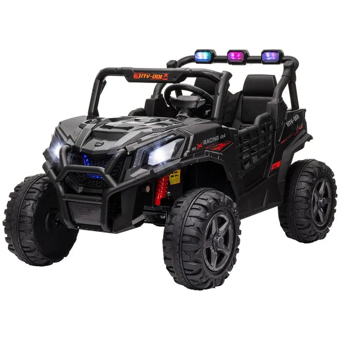 2 Seater Kids Electric UTV with Suspension System in Black 24V - Little and Giant Explorers AIYAPLAY