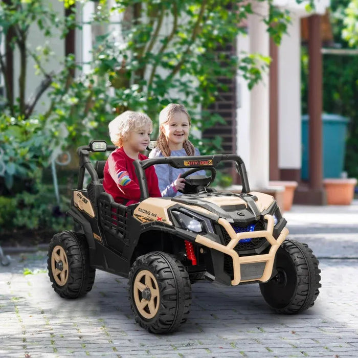 2 Seater Kids Electric UTV with Suspension System in Khaki 24V - Little and Giant Explorers AIYAPLAY