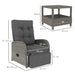 2 Seater Patio Rattan Wicker Chaise Lounge Sofa Set with Cushion in Grey - Little and Giant Explorers Outsunny