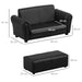 2 Seater Toddler Sofa with Footstool in Black - Little and Giant Explorers HOMCOM