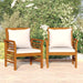 2 Sofa Chairs with Cream White Cushions in Solid Wood Acacia - Little and Giant Explorers vidaXL