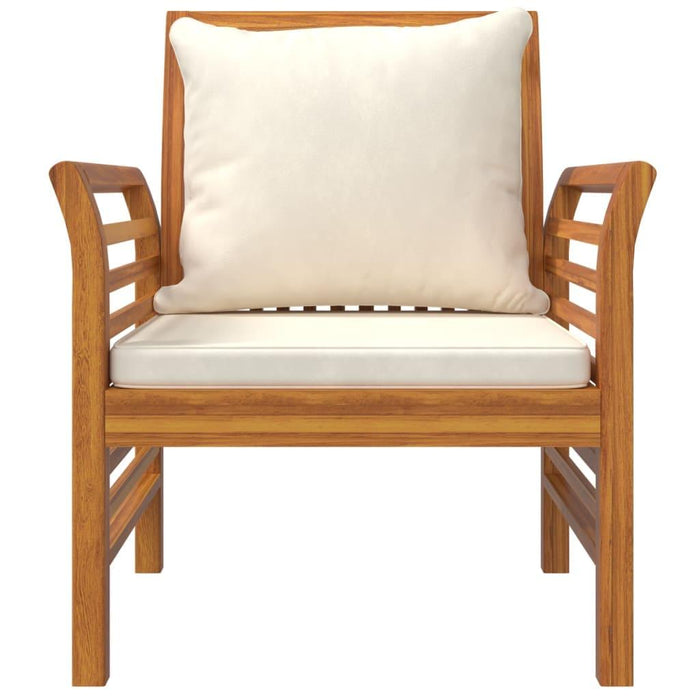 2 Sofa Chairs with Cream White Cushions in Solid Wood Acacia - Little and Giant Explorers vidaXL