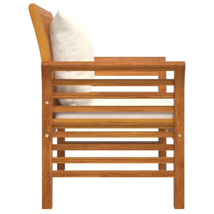 2 Sofa Chairs with Cream White Cushions in Solid Wood Acacia - Little and Giant Explorers vidaXL