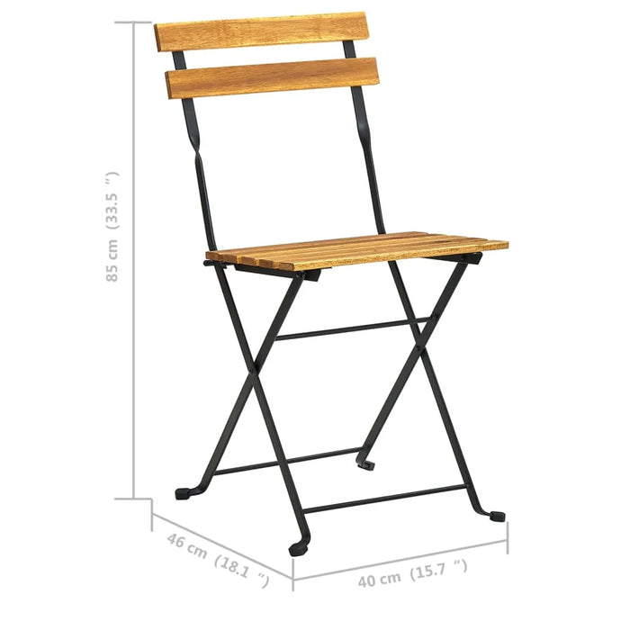 Folding Garden Chairs 2 pcs Steel and Solid Acacia Wood - Little and Giant Explorers vidaXL