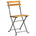 Steel folding garden chair with solid acacia wood seat and backrest on white background