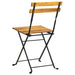 Steel folding garden chair with solid acacia wood slats and black metal frame
